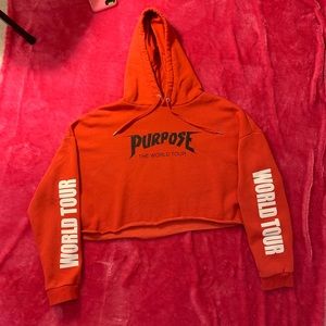 Red Justin Bieber Purpose World Tour Crop Hoodie